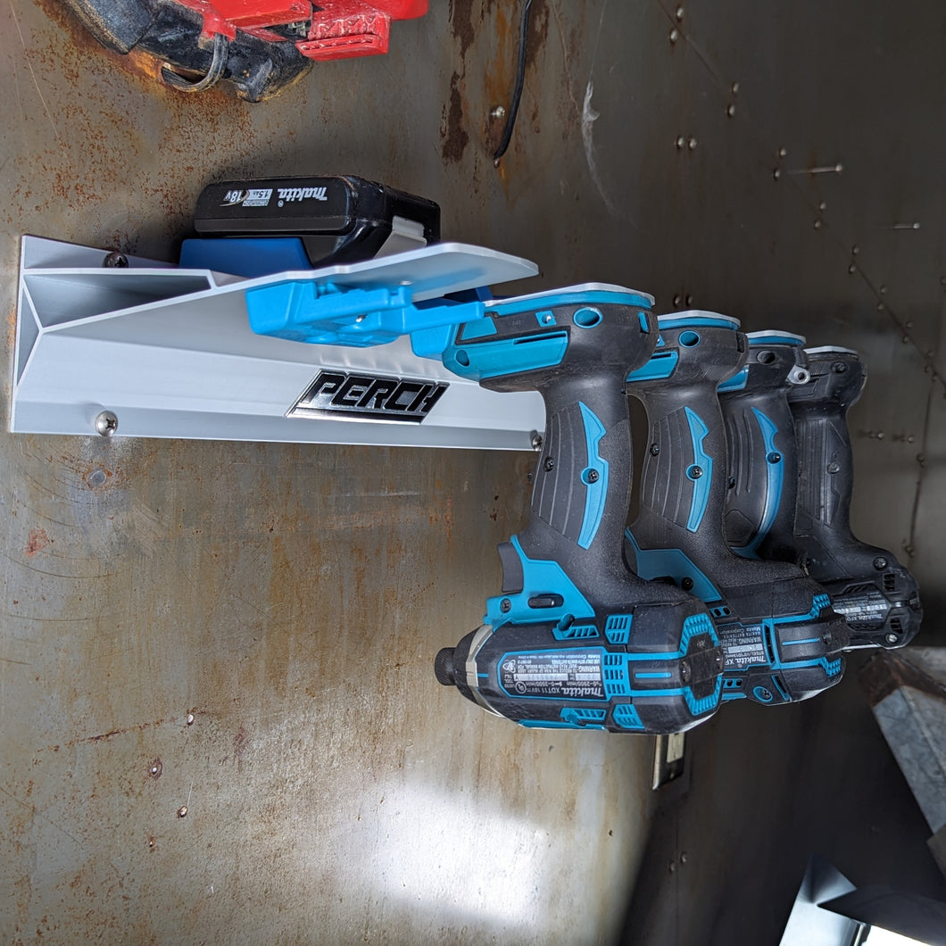 Perch-V Tool Mount Rack - Securely Mount 5 Cordless Tools